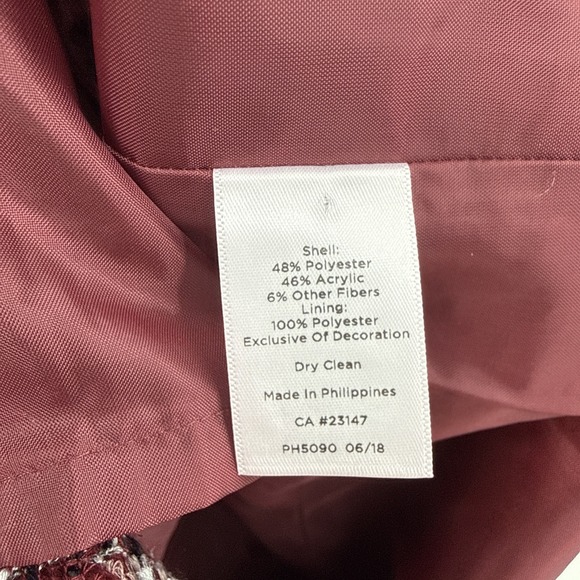 Talbots Womens Tweed Burgundy Fringe Pencil Skirt Sz 12 Office Academia Career - Picture 9 of 12